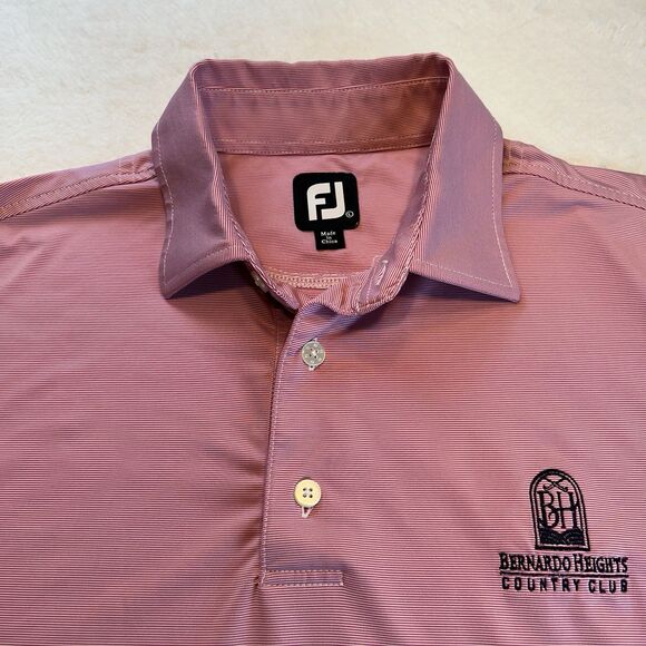 FootJoy FJ Mens Pink Stripe Golf Polo Shirt Bernado Heights CC Size Large - Picture 1 of 9